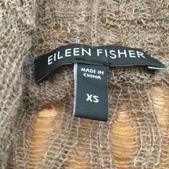 EILEEN FISHER Baby Alpaca Open Cardigan XS Taupe Sheer Travel Minimalist Luxury - Picture 5 of 6